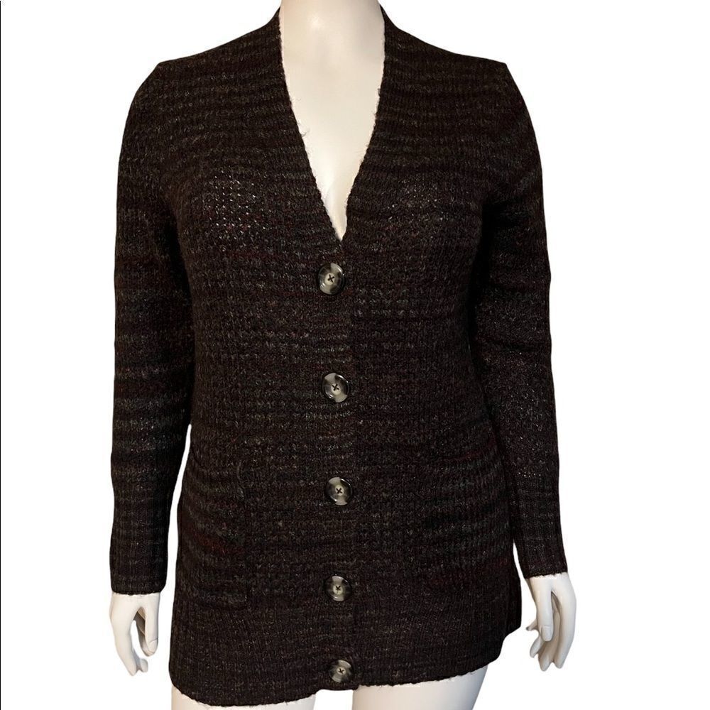 CJ Banks Black & Multicolor Striped Knit Cardigan Plus Size 14W X NWT